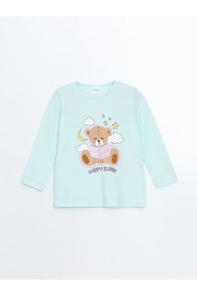 LC Waikiki Lcw Crew Neck Printed Girl's Pajamas Set