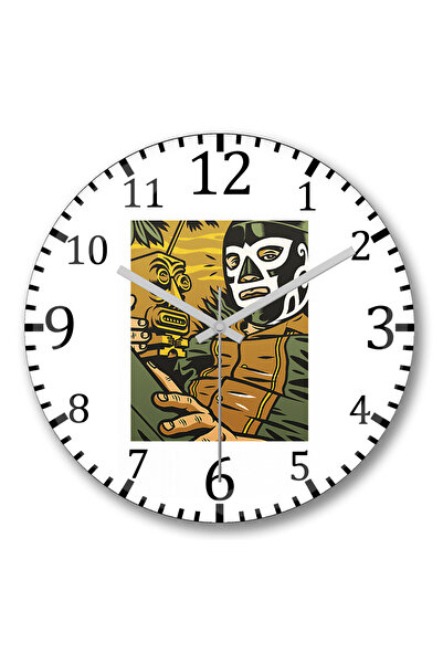 BASKI DÜNYASI Ceas de perete Luchador Mexicano din sticlă autentică bombată