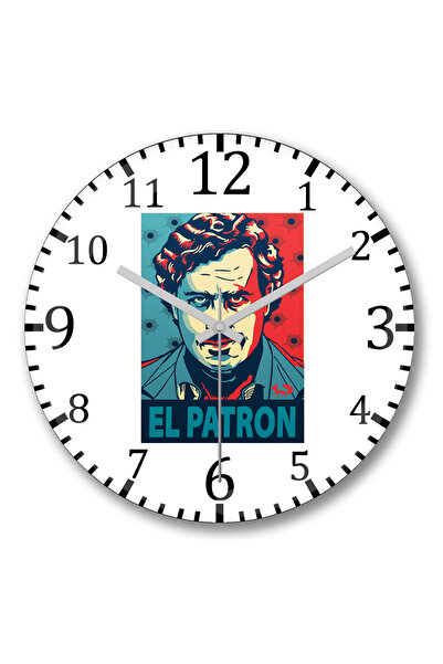BASKI DÜNYASI ساعة حائط El Patron من الزجاج الحقيقي المنحني
