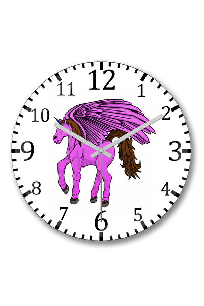 BASKI DÜNYASI ساعة حائط بيغاسوس من الزجاج الحقيقي المنحني