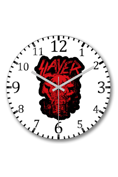 BASKI DÜNYASI ساعة حائط جمجمة دموية من الزجاج الحقيقي المنحني