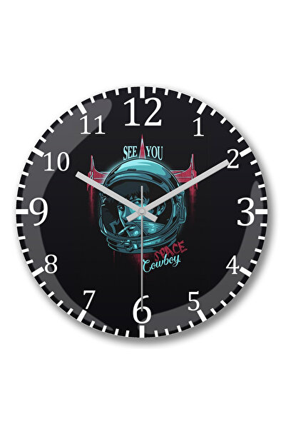 BASKI DÜNYASI Ceas de perete Space Cowboy din sticlă autentică bombată