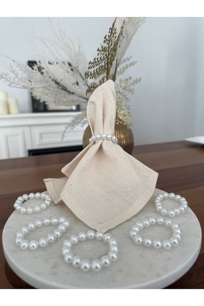 Menar Tasarım 6 Pieces of Napkin Pearl Rings - Ring - Tableware Ş Coliği