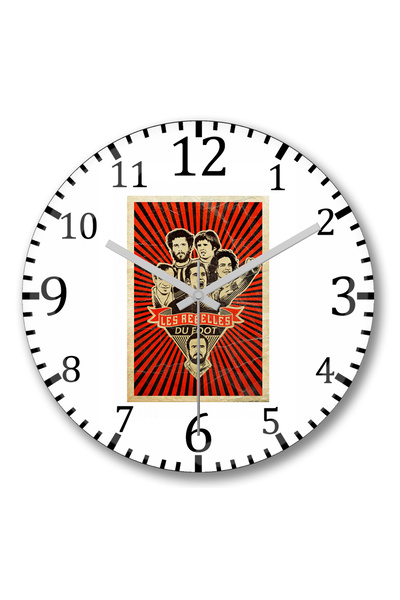 BASKI DÜNYASI ساعة حائط Rebeldes Do Futebol Branca من الزجاج الحقيقي المنحني