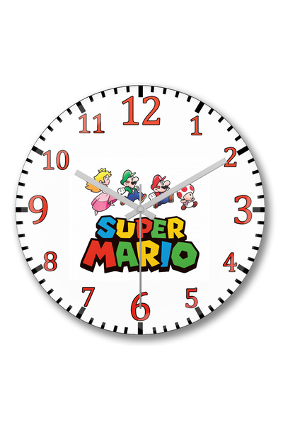 BASKI DÜNYASI ساعة حائط سوبر ماريو من الزجاج الحقيقي المنحني