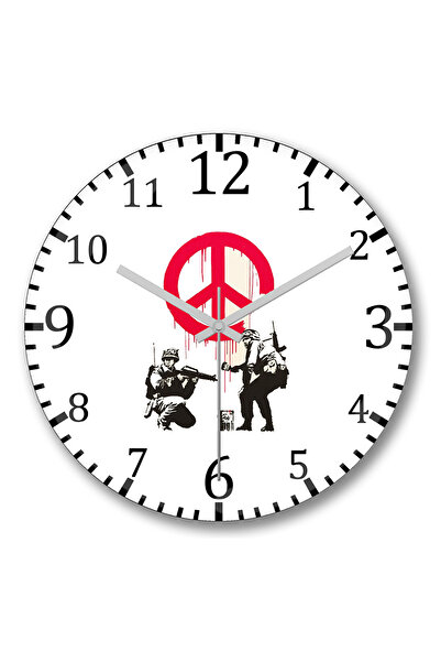 BASKI DÜNYASI ساعة حائط جنود السلام من الزجاج الحقيقي المنحني