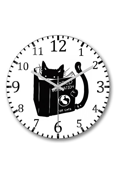 BASKI DÜNYASI Câine de pisică care citeste o carte Ceas de perete Bombeli Sti...