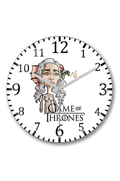 BASKI DÜNYASI ساعة حائط جيم أوف ثرونز من الزجاج الحقيقي المنحني