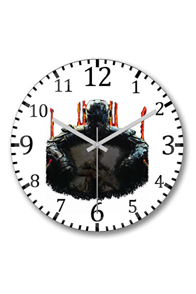 BASKI DÜNYASI ساعة حائط Call of Duty Black Ops من الزجاج الحقيقي المنحني