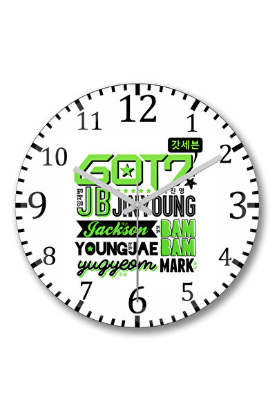 BASKI DÜNYASI Ceas de perete Got7 Font Collage din sticlă autentică bombată