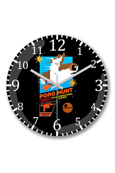 BASKI DÜNYASI Ceas de perete Star Wars Porg Hunt din sticlă autentică bombată