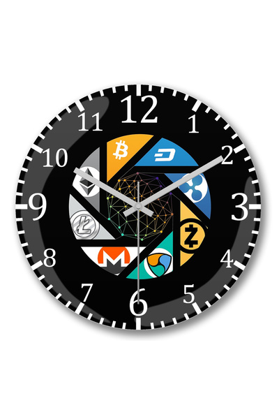 BASKI DÜNYASI ساعة حائط العالم الجديد من الزجاج الحقيقي المنحني