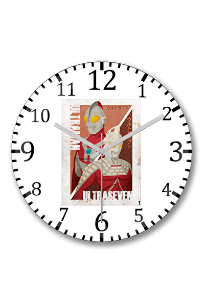 BASKI DÜNYASI ساعة حائط Ultraman Ultraseven من الزجاج الحقيقي المنحني
