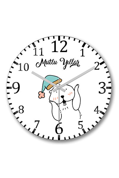 BASKI DÜNYASI ساعة حائط عيد ميلاد سعيد مع سمور مياه لطيفة من الزجاج الحقيقي