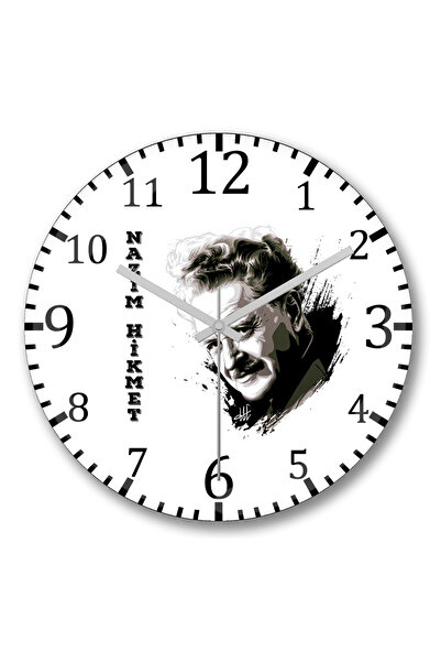 BASKI DÜNYASI ساعة حائط ناظم حكيم من الزجاج الحقيقي المنحني