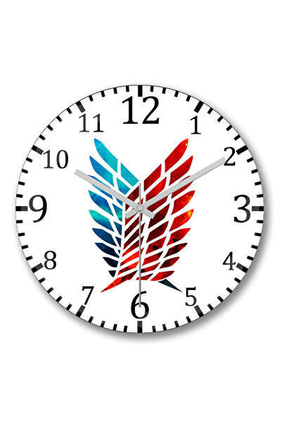 BASKI DÜNYASI ساعة حائط Attack On Titan من الزجاج الحقيقي المنحني