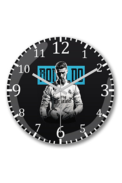 BASKI DÜNYASI Ρολόι τοίχου Cristiano Ronaldo Melhor Do Mundo με κυρτό γυαλί