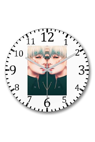 BASKI DÜNYASI Ceas de perete Bts Wonho din sticlă autentică bombată