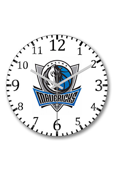 BASKI DÜNYASI ساعة حائط دالاس مافريكس من الزجاج الحقيقي المنحني