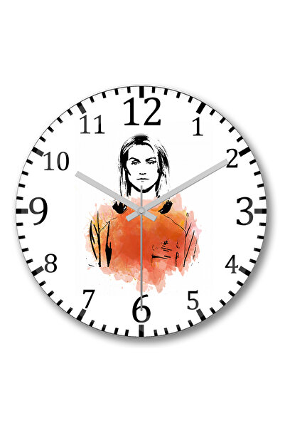 BASKI DÜNYASI البرتقالي هو ساعة الحائط السوداء الجديدة المنحنية من الزجاج الح...