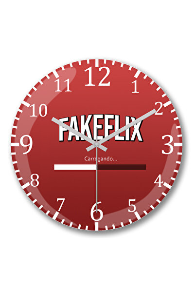 BASKI DÜNYASI ساعة حائط Fakeflix من الزجاج الحقيقي المنحني