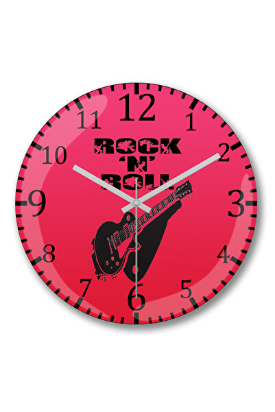 BASKI DÜNYASI ساعة حائط روك رول من الزجاج الحقيقي المنحني