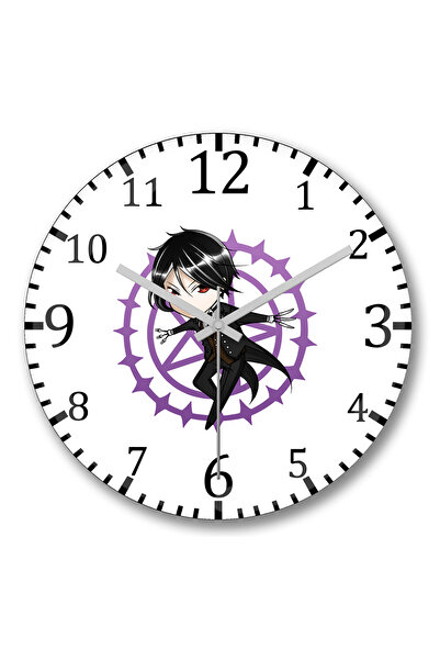 BASKI DÜNYASI ساعة حائط كوروشيتسوجي سيباستيان من الزجاج الحقيقي المنحني