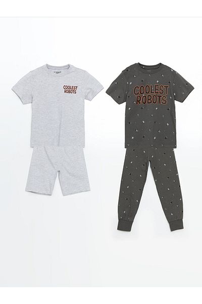 LC Waikiki New Season Crew Neck Printed Boys Pajama Set 2-Piece - S5Hl19Z1