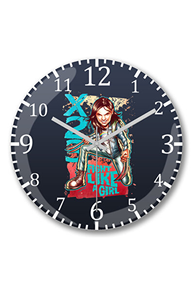 BASKI DÜNYASI X23 ساعة حائط قتال مثل فتاة من الزجاج الحقيقي المنحني