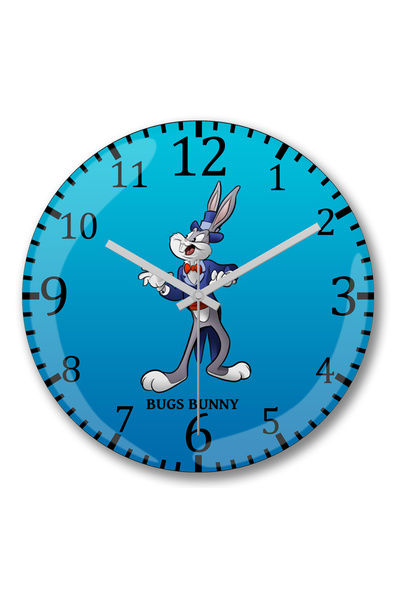 BASKI DÜNYASI ساعة حائط لوني تونز باغز باني من الزجاج الحقيقي المنحني