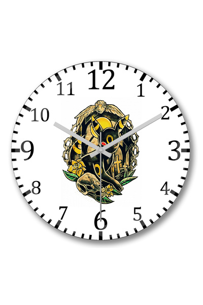 BASKI DÜNYASI ساعة حائط بوكيمون أومبريون من الزجاج الحقيقي المنحني