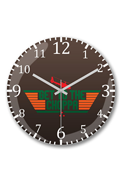BASKI DÜNYASI Ceas de perete Get To The Choppa din sticlă autentică bombată