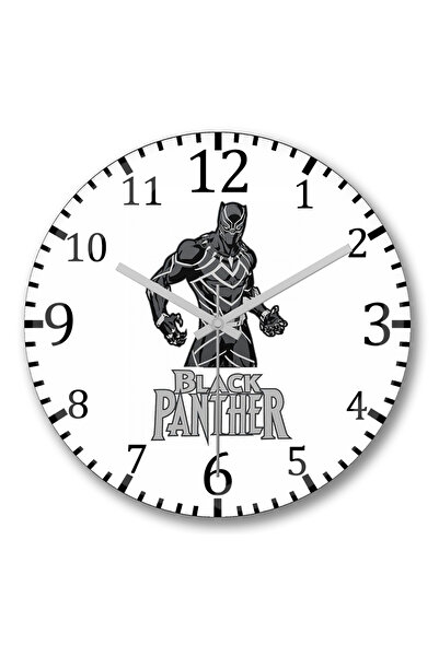 BASKI DÜNYASI ساعة حائط بانتيرا نيجرا بانثر من الزجاج الحقيقي المنحني