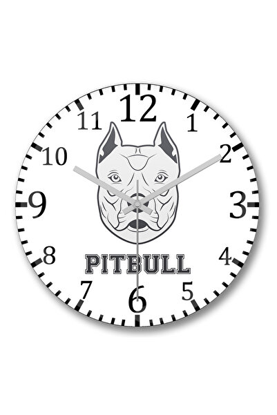 BASKI DÜNYASI Ceas de perete Pug Dog Pit Bull Face Pitbull Lovers din sticlă autentică bombată
