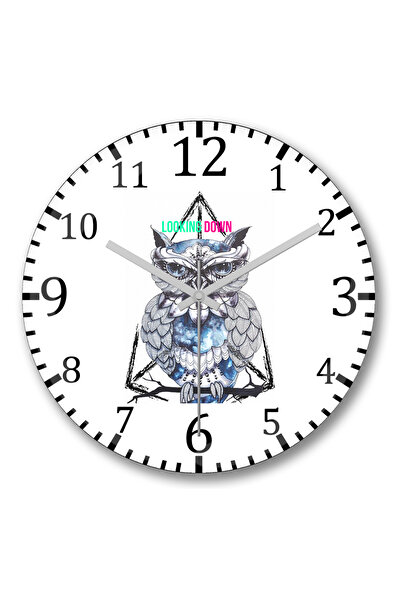 BASKI DÜNYASI Ceas de perete cu bufniță Looking Down Band, din sticlă autentică