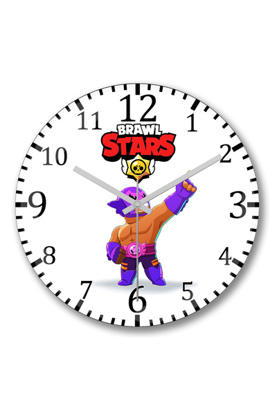 BASKI DÜNYASI ساعة حائط Brawl Stars El Rudo Primo من الزجاج الحقيقي المنحني