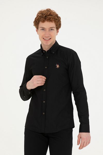 U.S. Polo Assn. U.S. Polo лого и яка с копчета 100% памук Slim Fit Shirt Мъжка РИЗА G081SZ0041826727