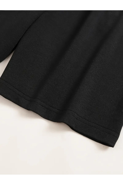 Advantage Kod Trend Yeni Erkek Sokak Stili Basit Trendy Rahat Düz Siyah Çiçekli Baskılı Spor Bağcıklı Şortlar