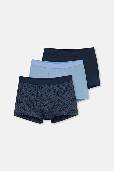 Dagi Marineblau 5210 3-teilige gemusterte Baumwoll-Boxershorts