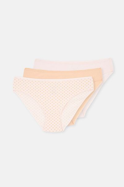 Dagi Light Salmon-Soft Pink Women's 3-Piece Patterned Brief Panties