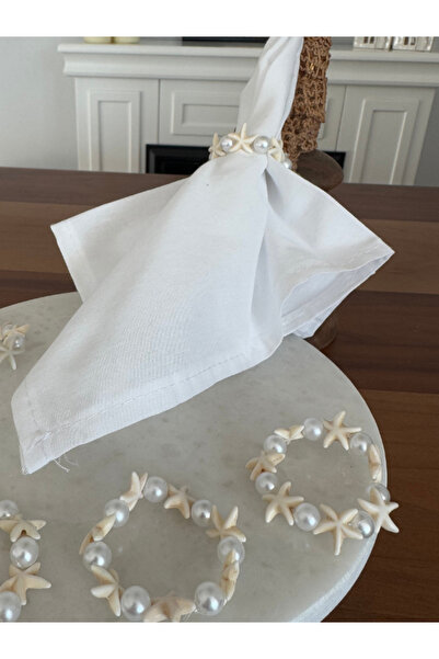 Menar Tasarım 6 Pieces Special Design Napkin Ring Starfish Pearl Detailed Napkin Ring