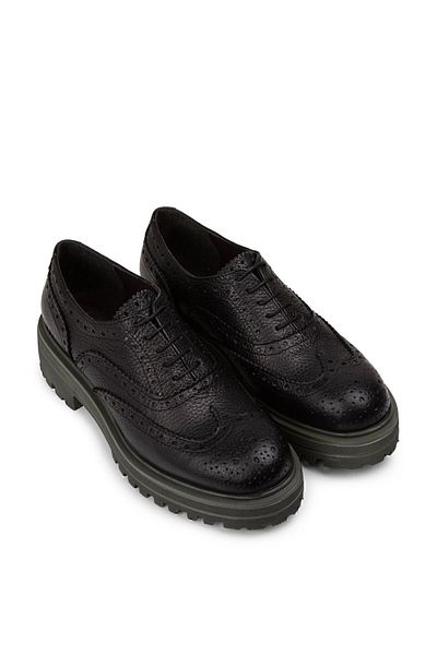 Deery Pantofi oxford negri din piele naturală