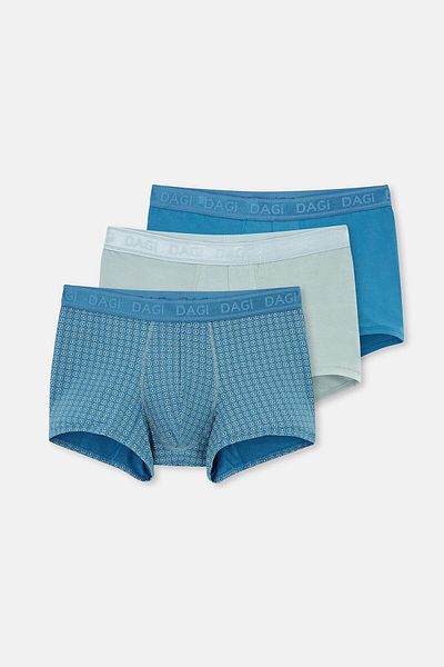 Dagi Blaugrüne 4210 3-teilige gemusterte Micro-Modal-Boxershorts