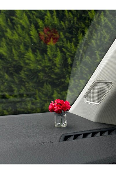 OTOMOR AKSESUAR مزهرية صغيرة من الورد الأحمر معطرة على شكل زهرة ملحقات صندوق ...