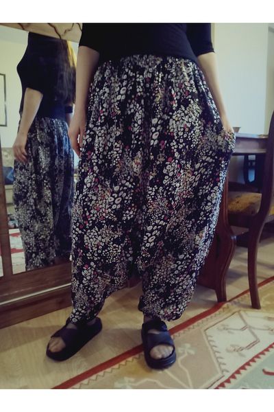 hoaryage Viscose Print Fabric Floral Print Baggy with Pockets 100% Cotton