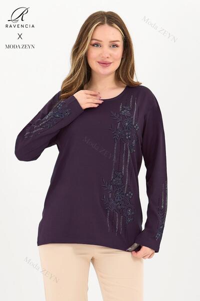 Ravencia Bluză din bumbac pieptănat pentru femei de vârstă mijlocie și peste,...