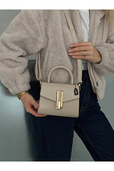 Night Geantă de mână și de umăr pentru femei Montanna Model Light bej-gri