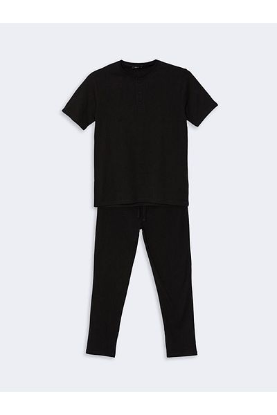 LC Waikiki Lcw Eco Black Standard Fit Men's Pajamas Set