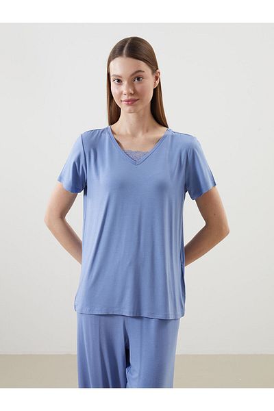 LC Waikiki Set pijama Capri pentru femei cu decolteu în V de sezon nou - S5CP55Z8
