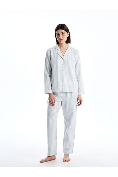 LC Waikiki Shirt Collar Striped Women's Pajamas Set